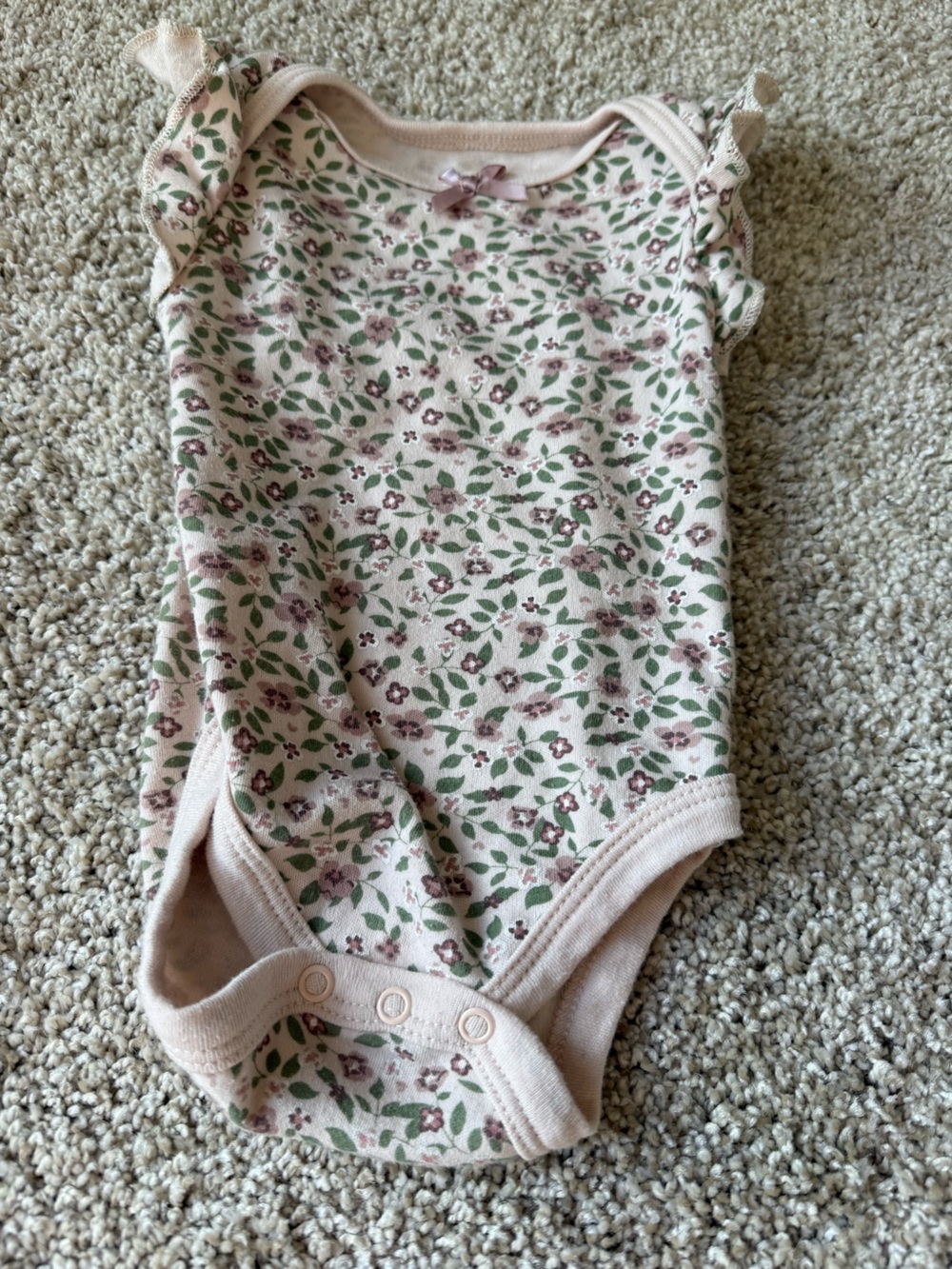 Tahari Pink Floral Ruffle-Sleeve Baby Bodysuit - Picture 7 of 8